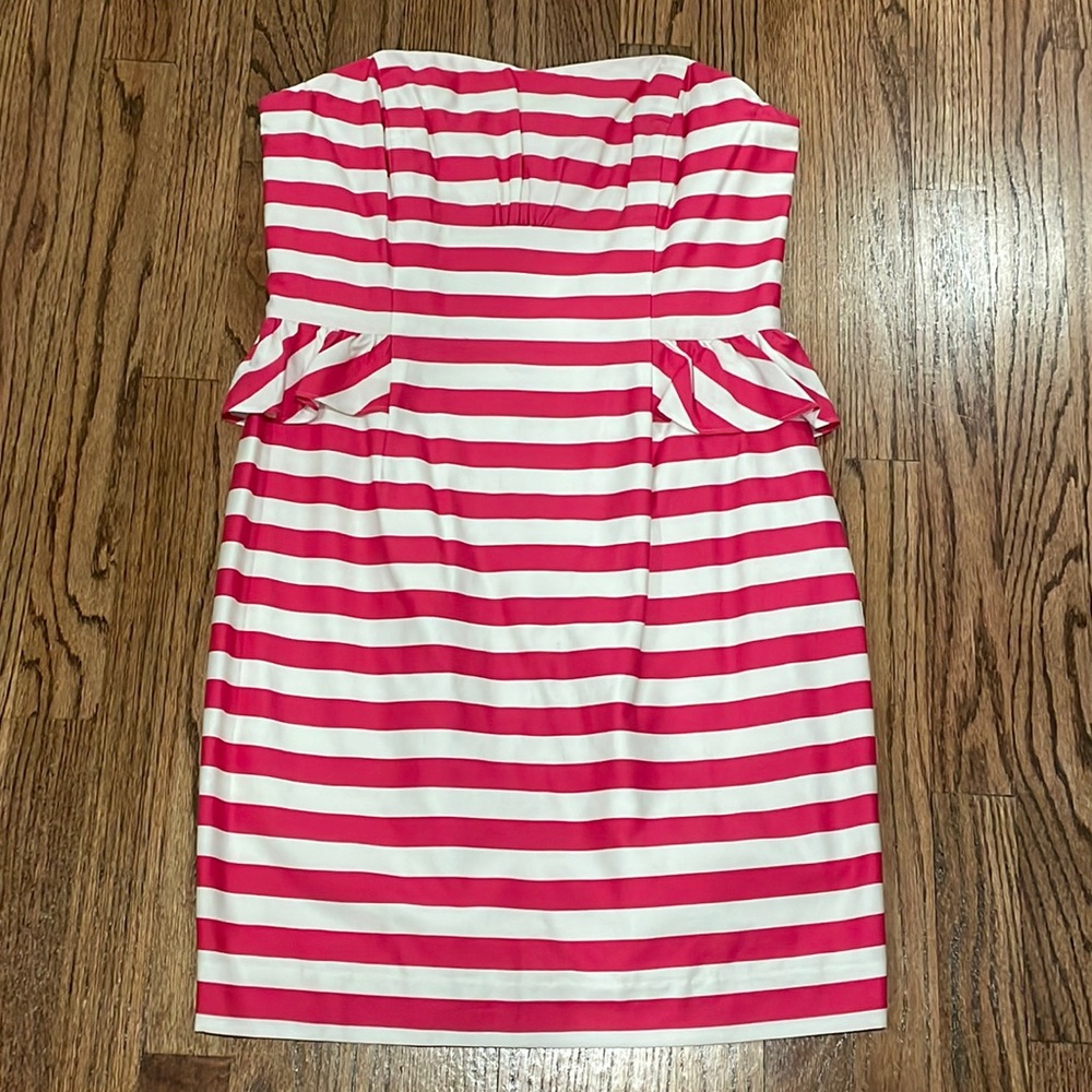 Lilly Pulitzer strapless dress with peplum ruffle waist.  Worn once.